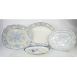 A large Victorian Spode meat platter together with three further examples