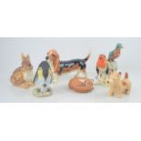 A Beswick basset hound together with a group of ceramic animals to include Goebel and Sylvac