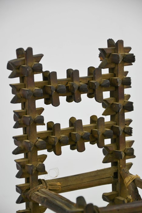 A miniature Tramp Art 'Crown of Thorns' chair, 16cm high. - Image 2 of 2