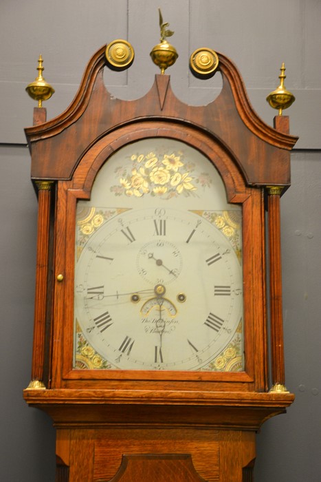 A 19th century oak longcase clock by Thomas Dickinson of Boston, the painted Roman numeral dial - Image 3 of 3