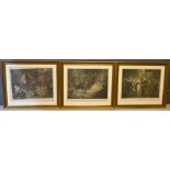 Three framed Shakespeare engravings, dated 1776 hand painted by Joshua Boydell.