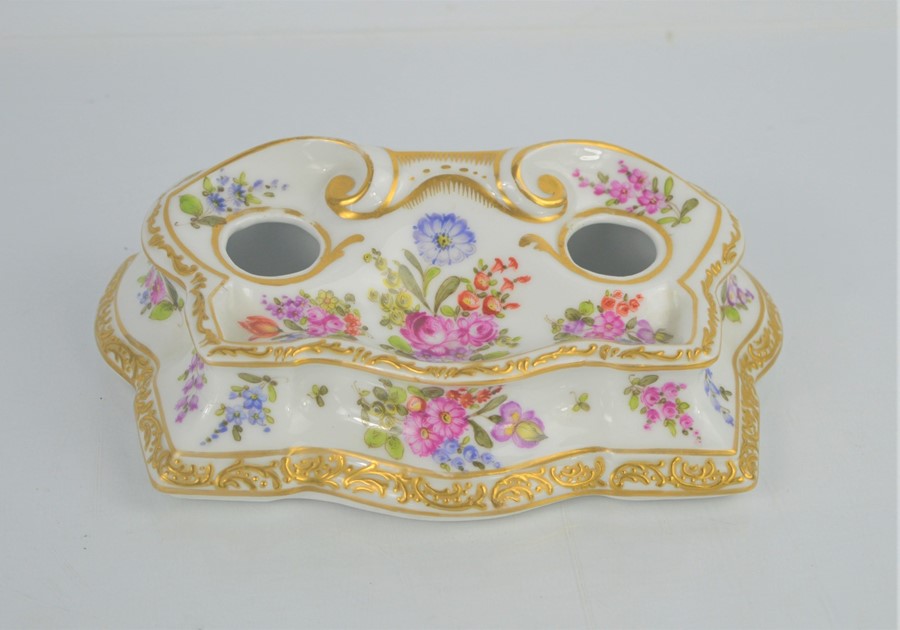 A 20th century Meissen inkstand. 19cm x 10cm x 5.5cm - Image 2 of 3