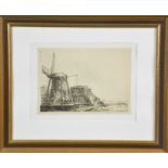 A late 19th / early 20th century copper engraving, windmill in landscape, Rembrandt 1641, 16 by
