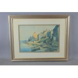R.Timmis (20th century): watercolor, harbour scene, 36cm by 25cm