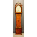 A 19th century oak longcase clock by Thomas Dickinson of Boston, the painted Roman numeral dial