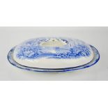 A blue and white Burleigh ware tureen of shallow form, depicting an Indian palace and gardens, 29 by