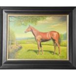 A 20th century oil on canvas, portrait of a horse.