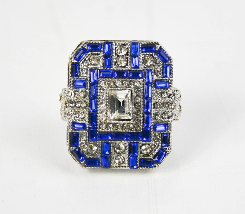 A large square Art Deco style dress ring, size N/O. 24.09g. - Image 3 of 3