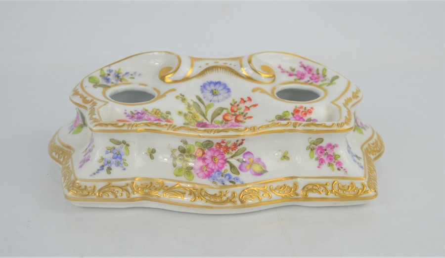 A 20th century Meissen inkstand. 19cm x 10cm x 5.5cm