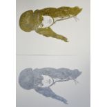 Simon Gross (20th century): Amy Winehouse, silkscreen, one in silver, one in gold, limited