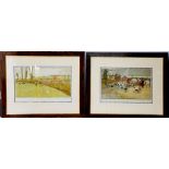 A pair of modern Cecil Aldin prints, The Cottesbrook Hunt and The Fallowfield Hunt, both printed