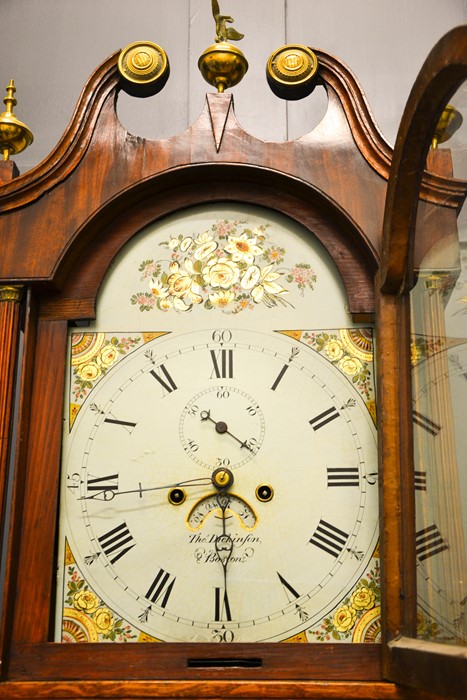 A 19th century oak longcase clock by Thomas Dickinson of Boston, the painted Roman numeral dial - Image 2 of 3