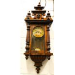 A 19th century mahogany Vienna wall clock with roman numeral dials, 88cm high by 33cm wide by 16cm