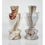 A pair of mid-century marbled glass vases circa 1950.