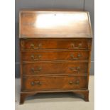 A 20th century mahogany bureau, with fall front, fitted interior, 99cm by 76cm by 48cm deep.