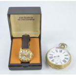 An Excalibur men's watch in original case together with a silver metal pocket watch