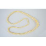 A 19th century Ivory bead necklace with graduated beads
