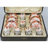 A fine Royal Crown Derby Imari pattern 2712 set of coffee cans and saucers, with date code 1907,