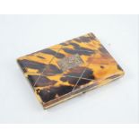 A Victorian tortoiseshell and silver inlaid card case