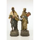 A pair of late 19th century Austrian painted terracotta Moorish figures, by Johann Maresch,