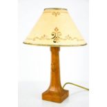 Robert Thompson 'The Mouseman' table lamp, carved with a trademark mouse, 39cm high (with shade).