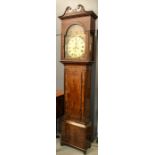 A George III Scottish mahogany and inlaid longcase grandfather clock, the face painted with the four