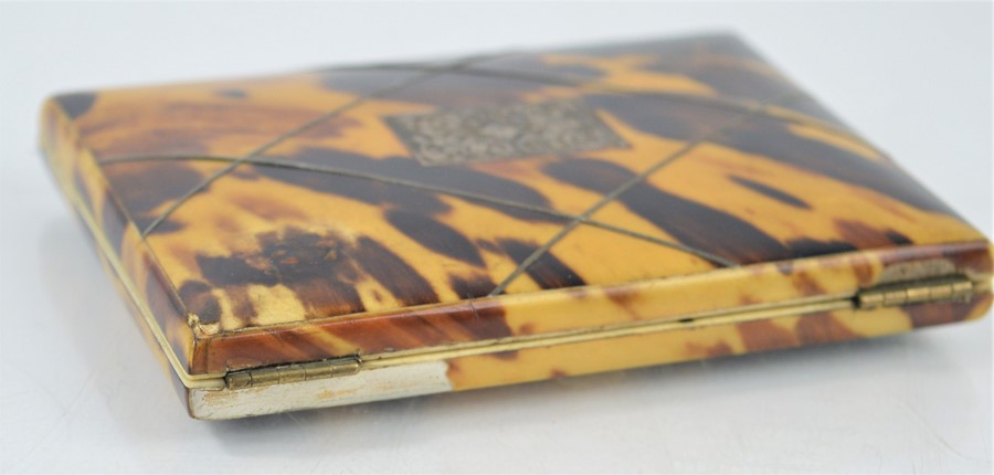 A Victorian tortoiseshell and silver inlaid card case - Image 3 of 3