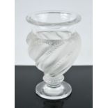 A Lalique vase with signed etched signature to the base, 15cm high.