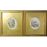 A 20th century pair of oval watercolours, in the style of Myles Birkett Foster.