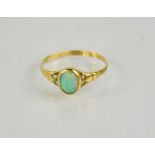 An 18ct gold, opal and diamond ring, size L, 3.7g.