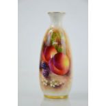 A Royal Worcester vase painted with peaches and berries, date code 1932, signed H Ayrton, 15cm high.