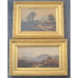 Edgar Longstaffe (1852-1933): pair of 19th century oil on board paintings, figures on a path