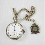 A 19th century swiss silver quarter repeater pocket watch, chiming on the hours and quarters on a