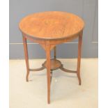 An Edwardian inlaid side table 69cms tall x 36cms wide