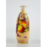 A Royal Worcester vase painted with fruit, apples, and blackberries, grapes verso, signed P.
