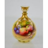 A Royal Worcester globular vase, painted with apples, grapes and flowers, date code 1909, signed