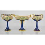 A fine Royal Worcester garniture of three pedestal vases in the Art Nouveau style, the central
