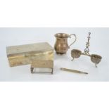 A silver tankard and matchbox holder hallmarked London and Birmingham together with a silver