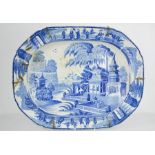 A large Victorian blue and white meat platter. A/F