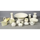 A group of Belleek porcelain, to include large fruit bowl, heart form bon bon dish, swan examples,