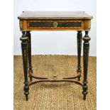 A Victorian walnut and marquetry inlaid ladies dressing table, the lid inlaid with flowers, and