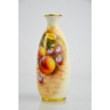 A Royal Worcester vase painted with fruit, peaches and cherries, signed Roberts, 15cm high.