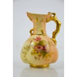 A Royal Worcester blush ivory jug with gilded coral handle, date code 1916, 11.5cm high.