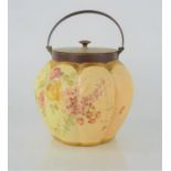 A Royal Worcester blush ivory biscuit barrel, number 1412