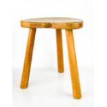 Robert Thompson 'The Mouseman' calf stool, carved with trademark mouse to one of the splayed and
