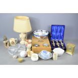 A group of mixed items to include a boxed set of Stuart "Salisbury" crystal glasses, carriage clock,