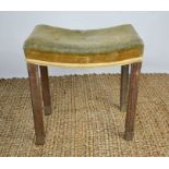 A George VI Coronation stool by Gillows, with original velvet seat, stamped to the frame.