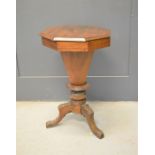 A Victorian trumpet work table, 68cms tall x 43cms across