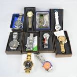 A group of men's watches in boxes, automatic and quartz movements, to include Seiko, Pod, Forsining,