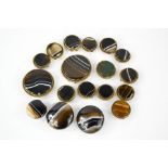 A quantity of various vintage agate buttons together with two vintage boxed miniature playing cards.